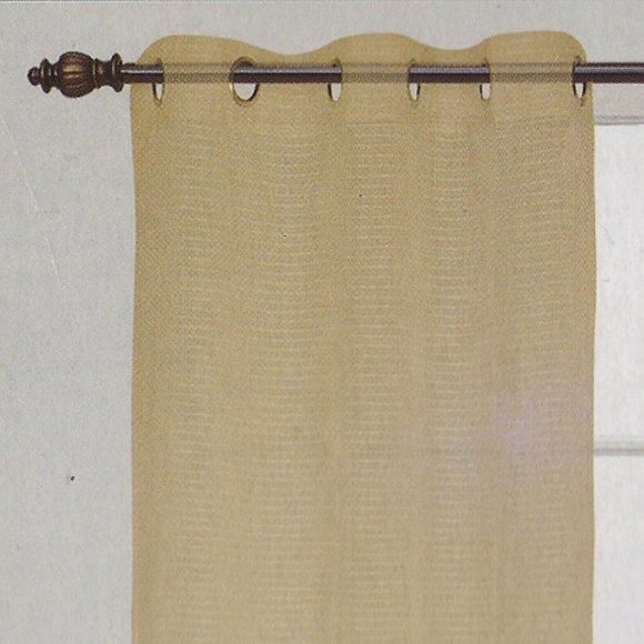 Sheer Curtains with Grommets 2 piece set Tan / Almond - Picture 2 of 2
